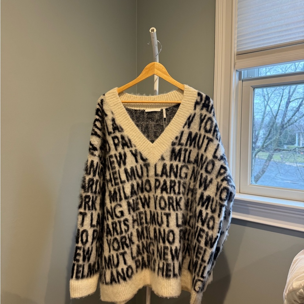 Helmut Lang, brand new, oversized Black and White V-Neck Sweater